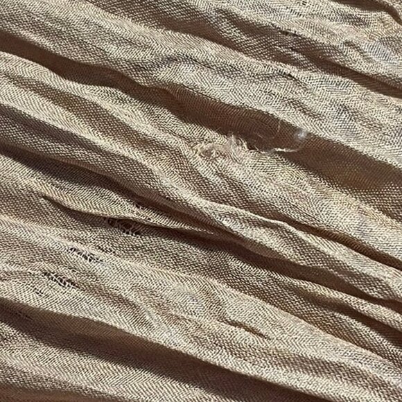 UN DEUX TROIS 100% Silk Scarf Ombré Brown Tan Crinkled 59 x 23 (39) Inches FLAWS - Picture 6 of 11